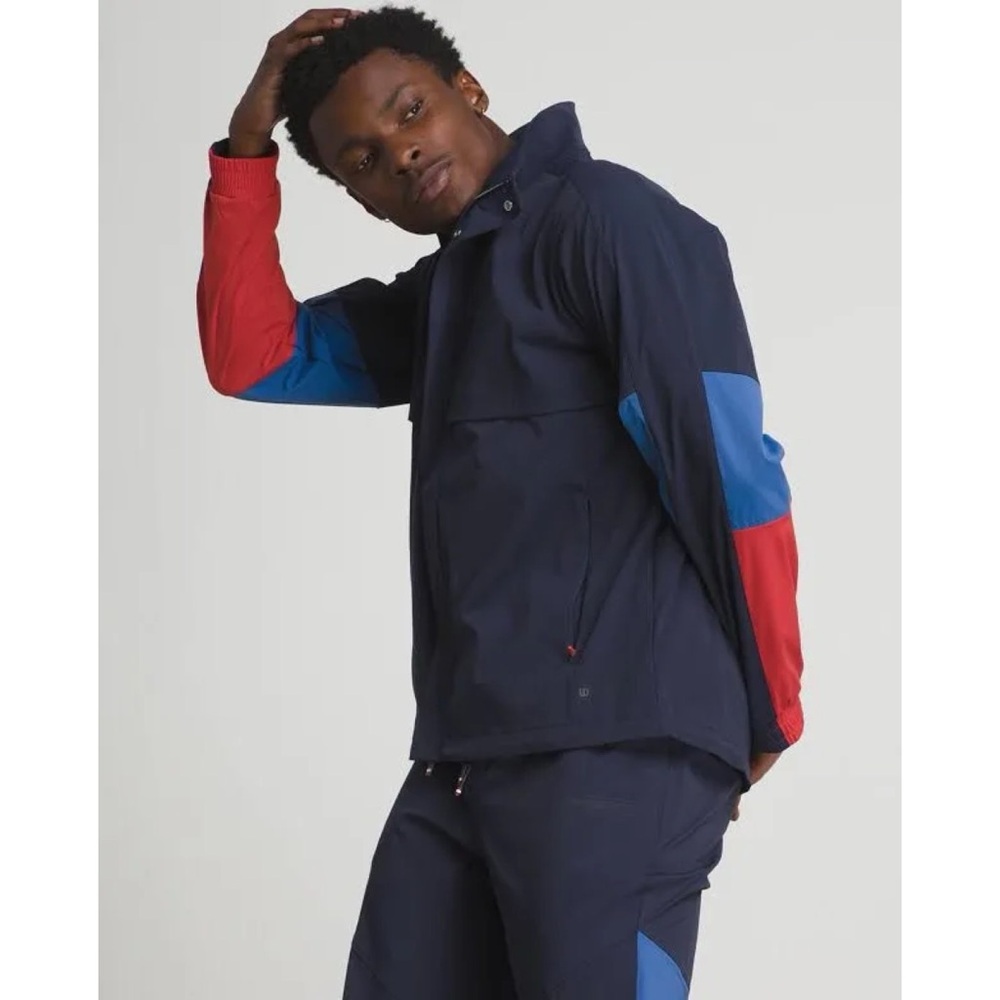 Wilson Montrose Track Jacket Ventilated Windbreaker Full Zip Navy/Red
